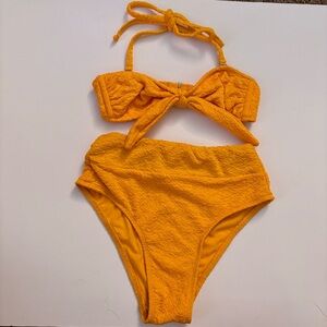 Xhilaration Yellow High Waisted Bikini with Halter/Bandeau Too (Size XS)